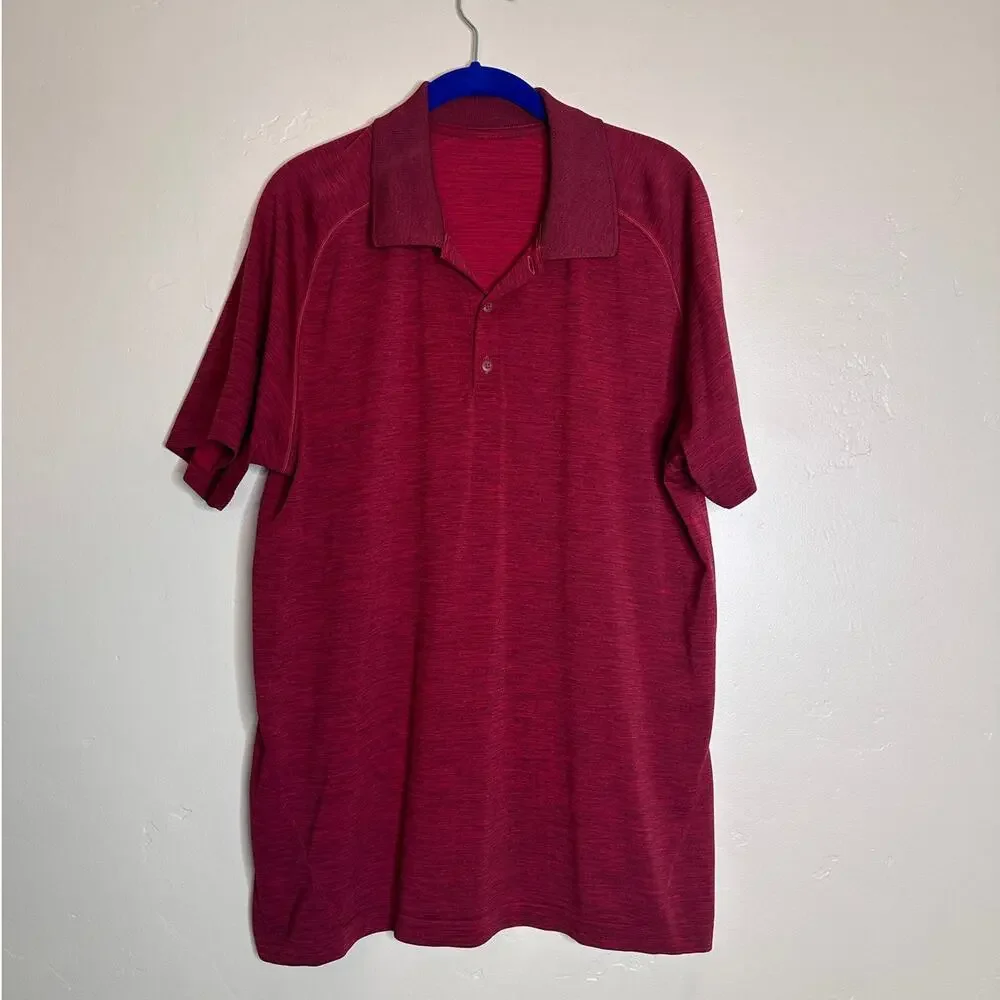 Men's Lululemon Deep Red Burgundy Metal Vent Tech Polo XL
